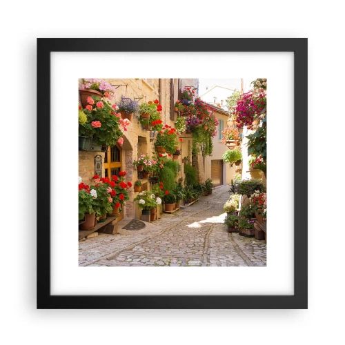 Affiche dans un cadre noir - Poster - Une inondation de fleurs  - 30x30 cm