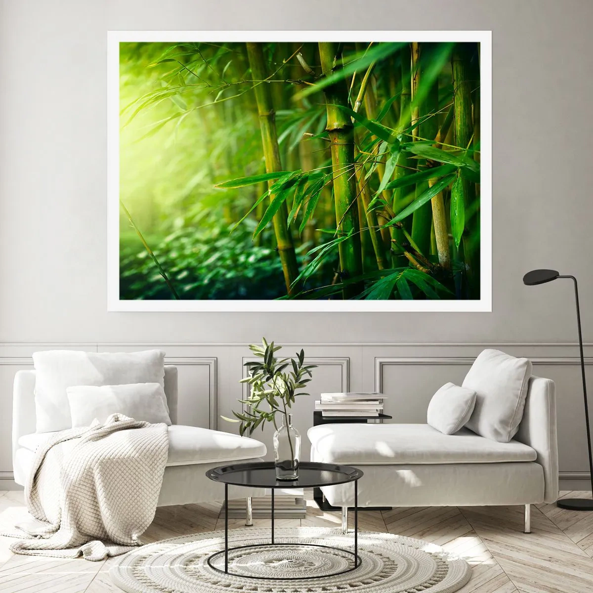 Affiche - Poster - Forêt de bambous verts dans une lumière douce - 100x70cm - Apprenez à connaître le vert lui-même - Décoration murale moderne pour le salon et la chambre ARTTOR