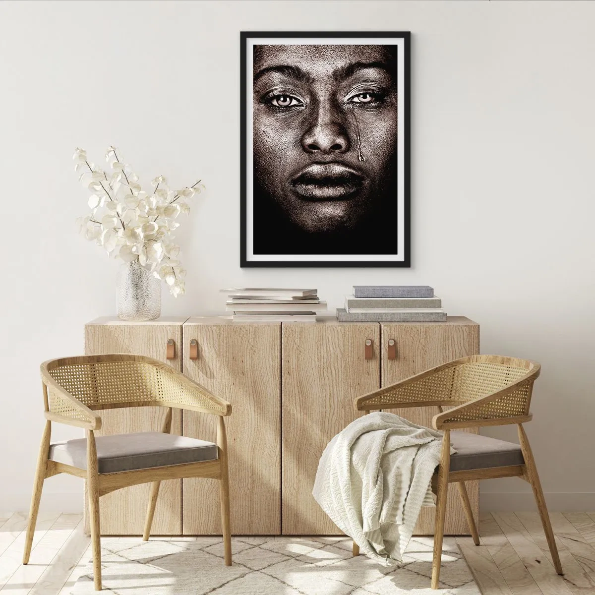 Affiche dans un cadre noir - Poster - Une larme - 30x40 cm