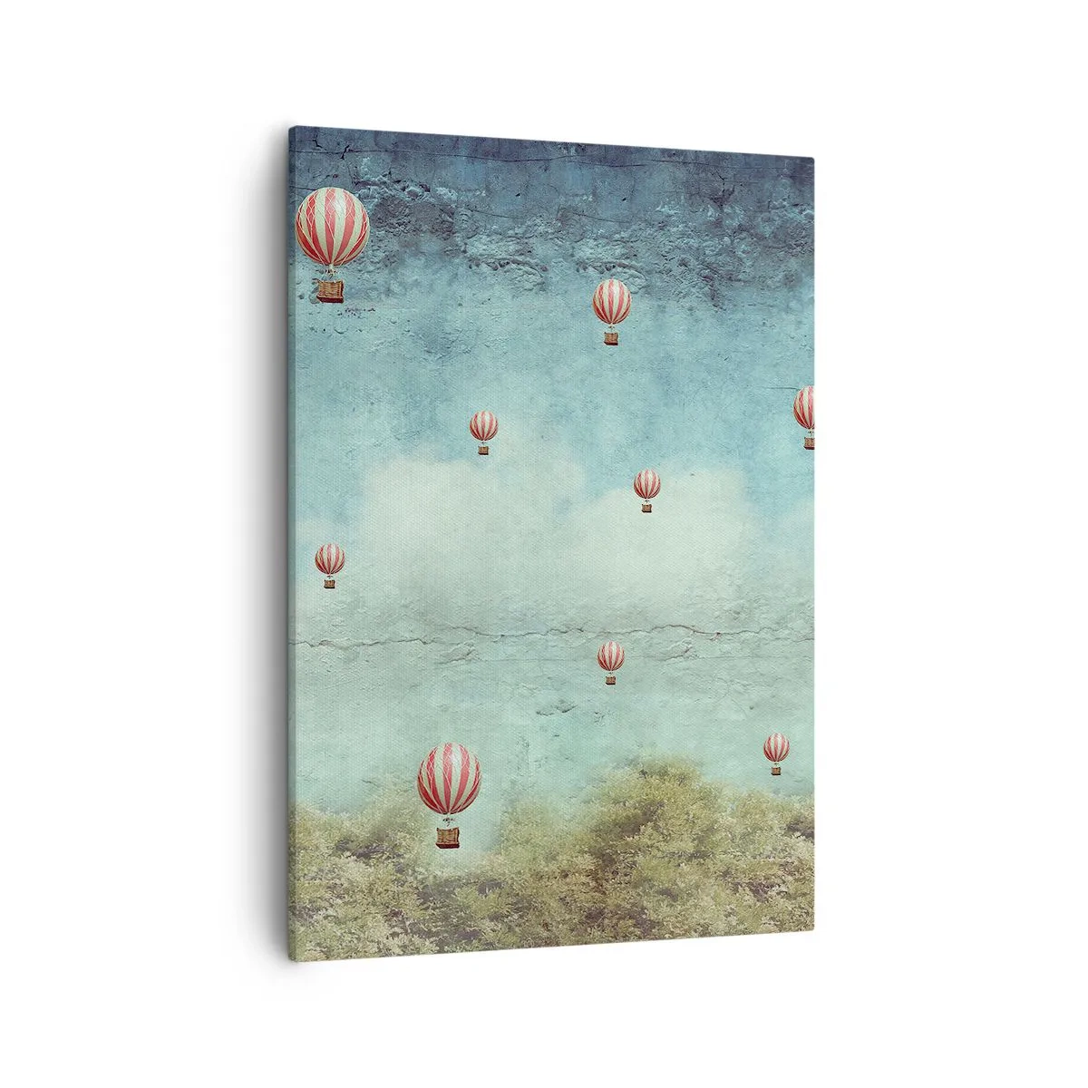 Impression sur toile - Image sur toile - Ballons rétro sur fond de ciel bleu et de verdure - 50x70cm - Libre de l'agitation de la vie - Décoration murale moderne pour le salon et la chambre ARTTOR