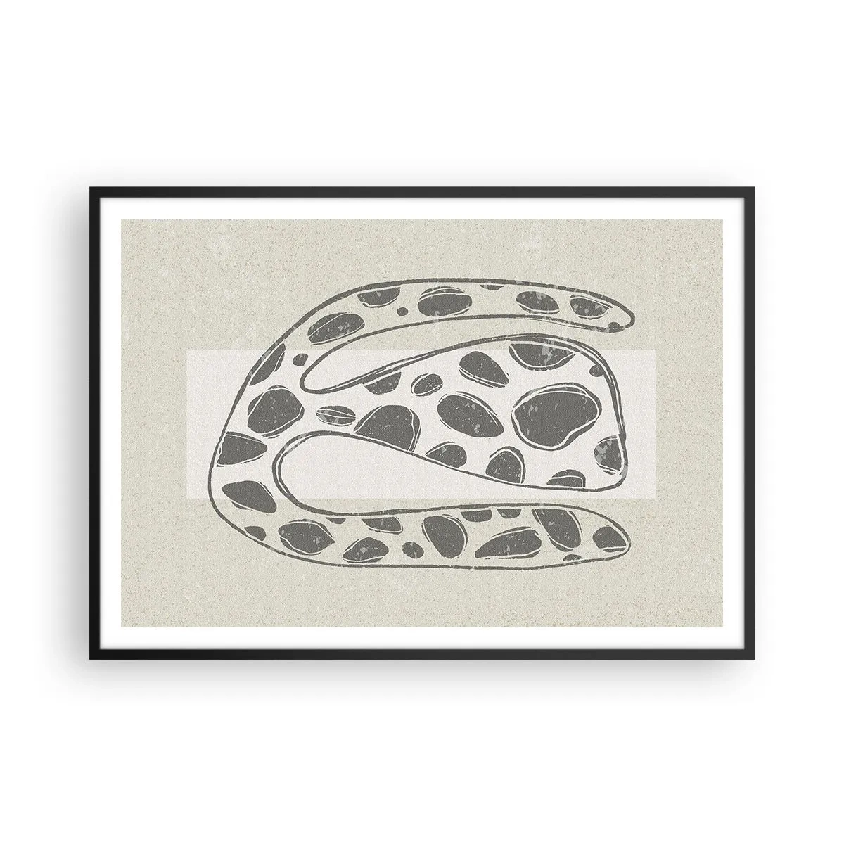 Affiche dans un cadre noir - Poster - Motif organique abstrait dans des tons de gris - 100x70cm - Une étrange créature - Décoration murale moderne pour le salon et la chambre ARTTOR