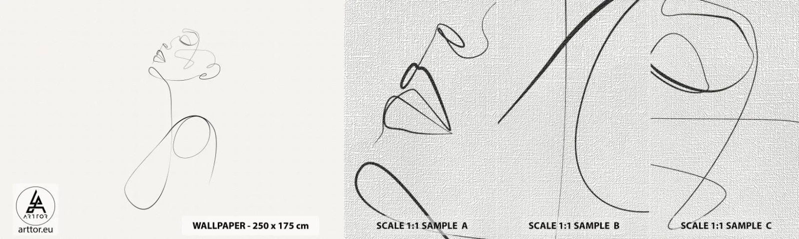 Échantillon de Papier Peint Premium Canvas - En boucle dans les rêves - Femme, Graphique, Morceau - 100x30 cm