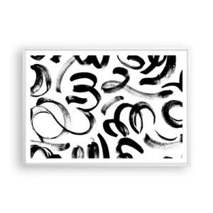 Affiche dans un cadre blanc - Poster - Noir sur blanc - 100x70 cm