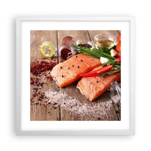 Affiche dans un cadre blanc - Poster - Aventure norvégienne dans la cuisine - 40x40 cm