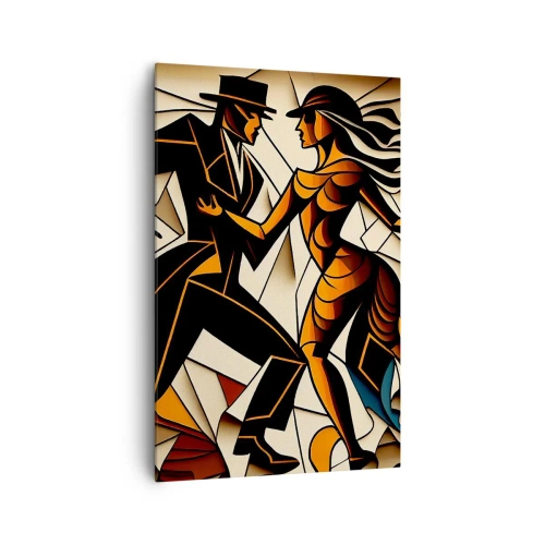 Impression sur toile - Image sur toile - Un couple dynamique dansant sous une forme abstraite. - 80x120cm - Danse de passion et de volupté - Décoration murale moderne pour le salon et la chambre ARTTOR