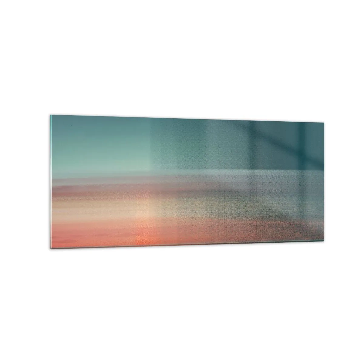 Impression sur verre - Image sur verre - Un coucher de soleil aux tons pastel sur un horizon calme - 120x50cm - Résumé : vagues de lumière - Décoration murale moderne pour le salon et la chambre ARTTOR