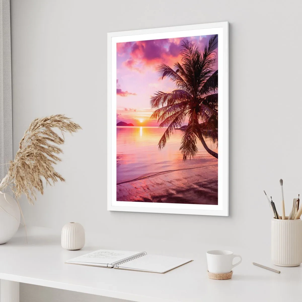 Affiche dans un cadre blanc - Poster - Le bonheur à l'horizon - 40x50 cm