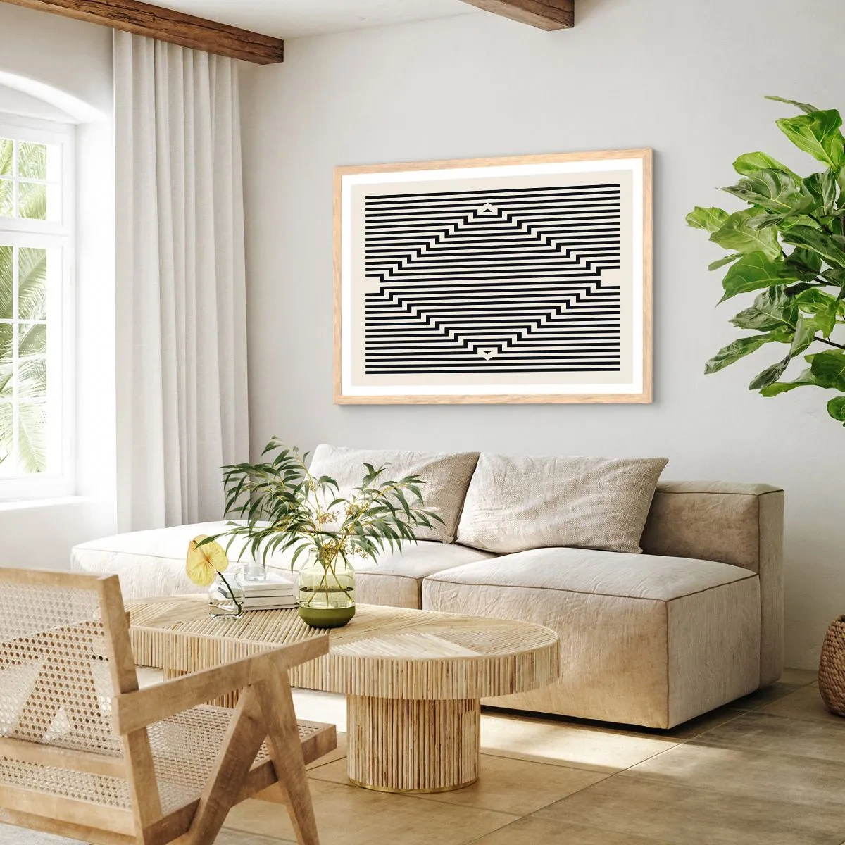 Affiche dans un chêne clair - Poster - Illusion géométrique - 70x50 cm
