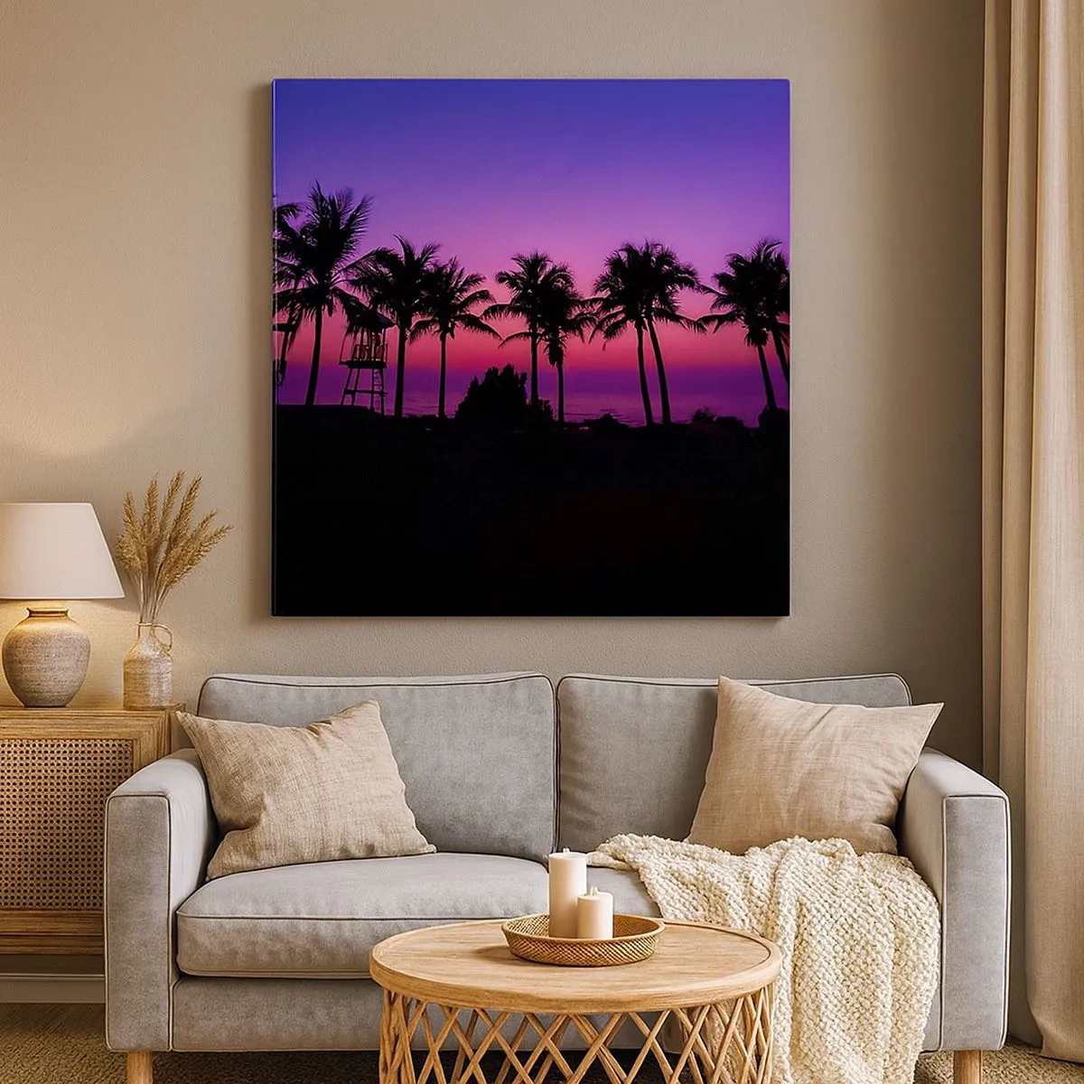 Impression sur toile - Image sur toile - Soirée sous les palmiers - 30x30 cm