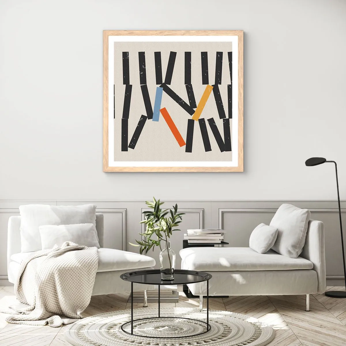 Affiche dans un chêne clair - Poster - Dominos – composition - 60x60 cm