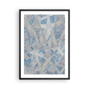 Affiche dans un cadre noir - Poster - Abstraction géométrique dans les tons de bleu et de gris - 50x70cm - Dans un labyrinthe bleu-gris - Décoration murale moderne pour le salon et la chambre ARTTOR