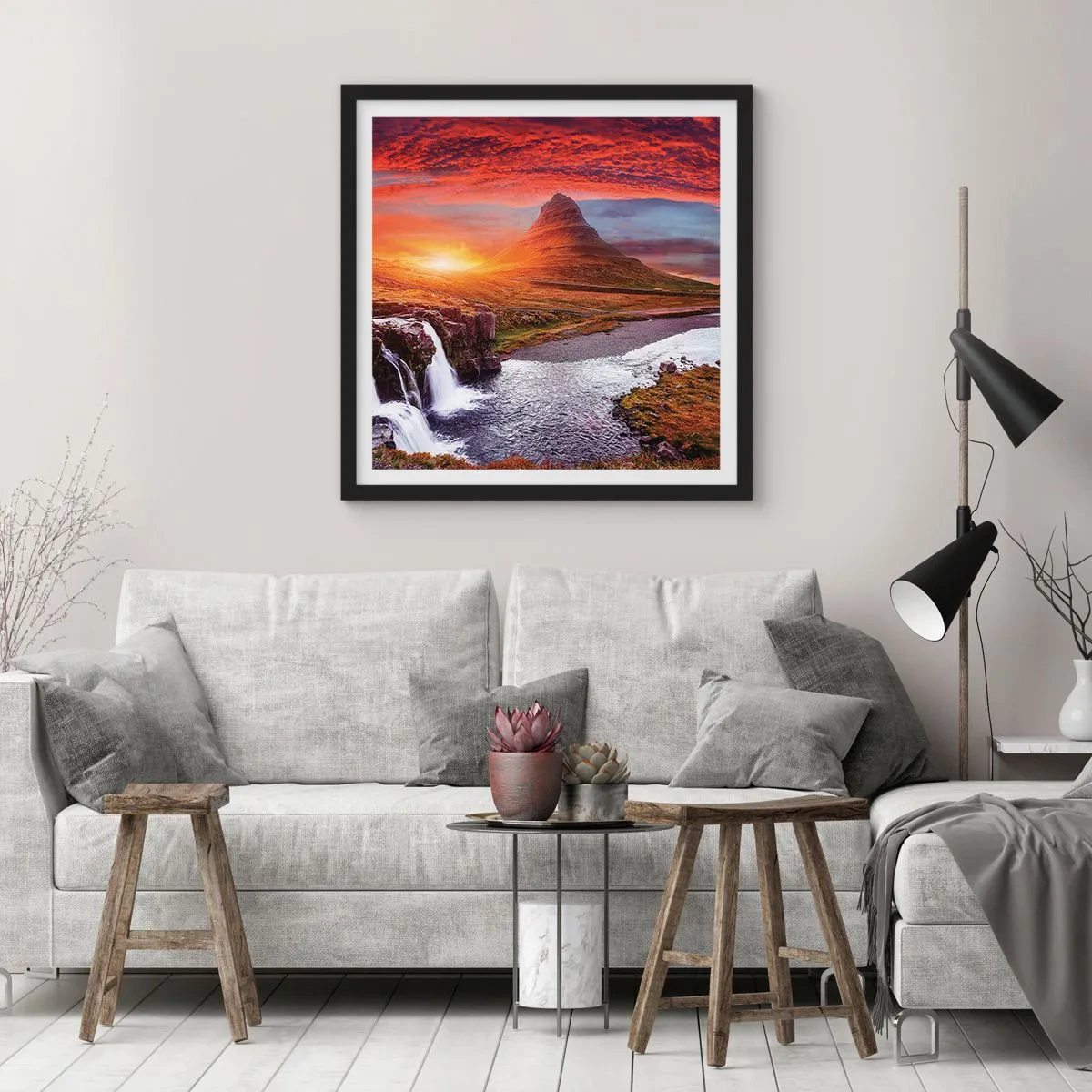 Affiche dans un cadre noir - Poster - Vue de la terre du milieu - 60x60 cm