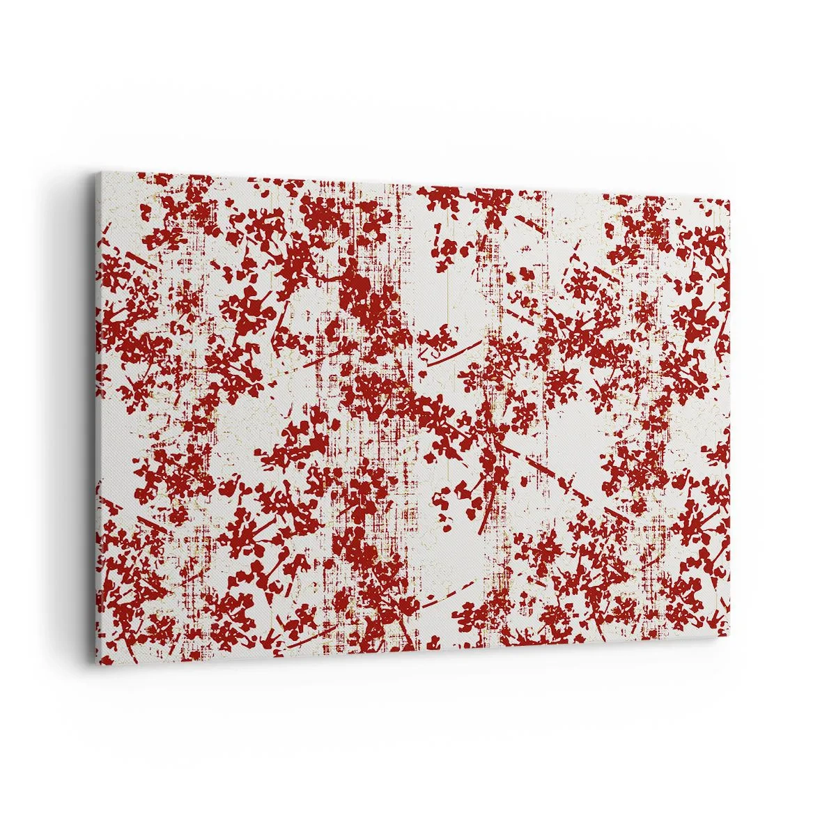 Impression sur toile - Image sur toile - Fleurs rouges sur fond blanc dans un style artistique - 120x80cm - Comme un calicot ancien - Décoration murale moderne pour le salon et la chambre ARTTOR