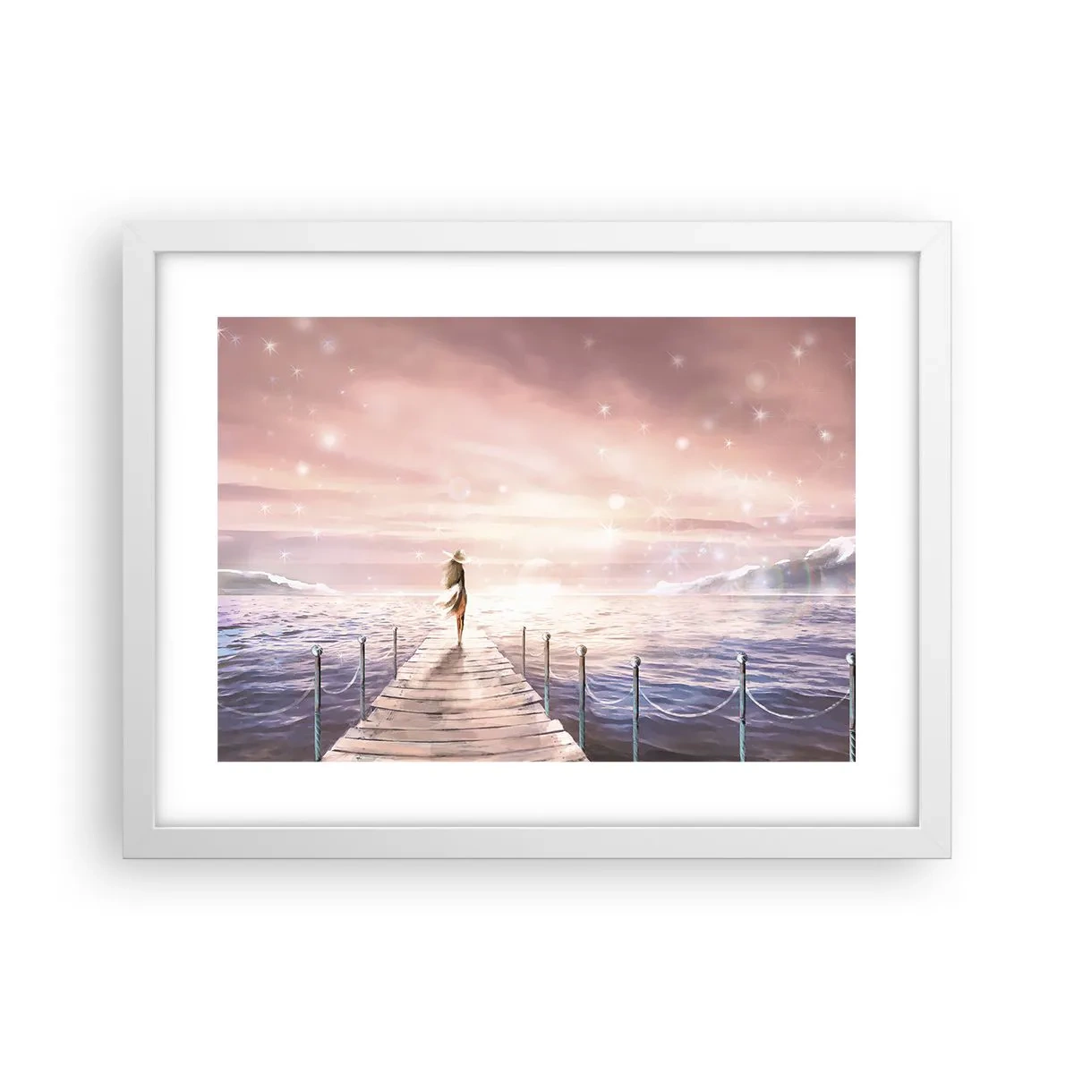 Affiche dans un cadre blanc - Poster - A la lumière d'un rêve - 40x30 cm