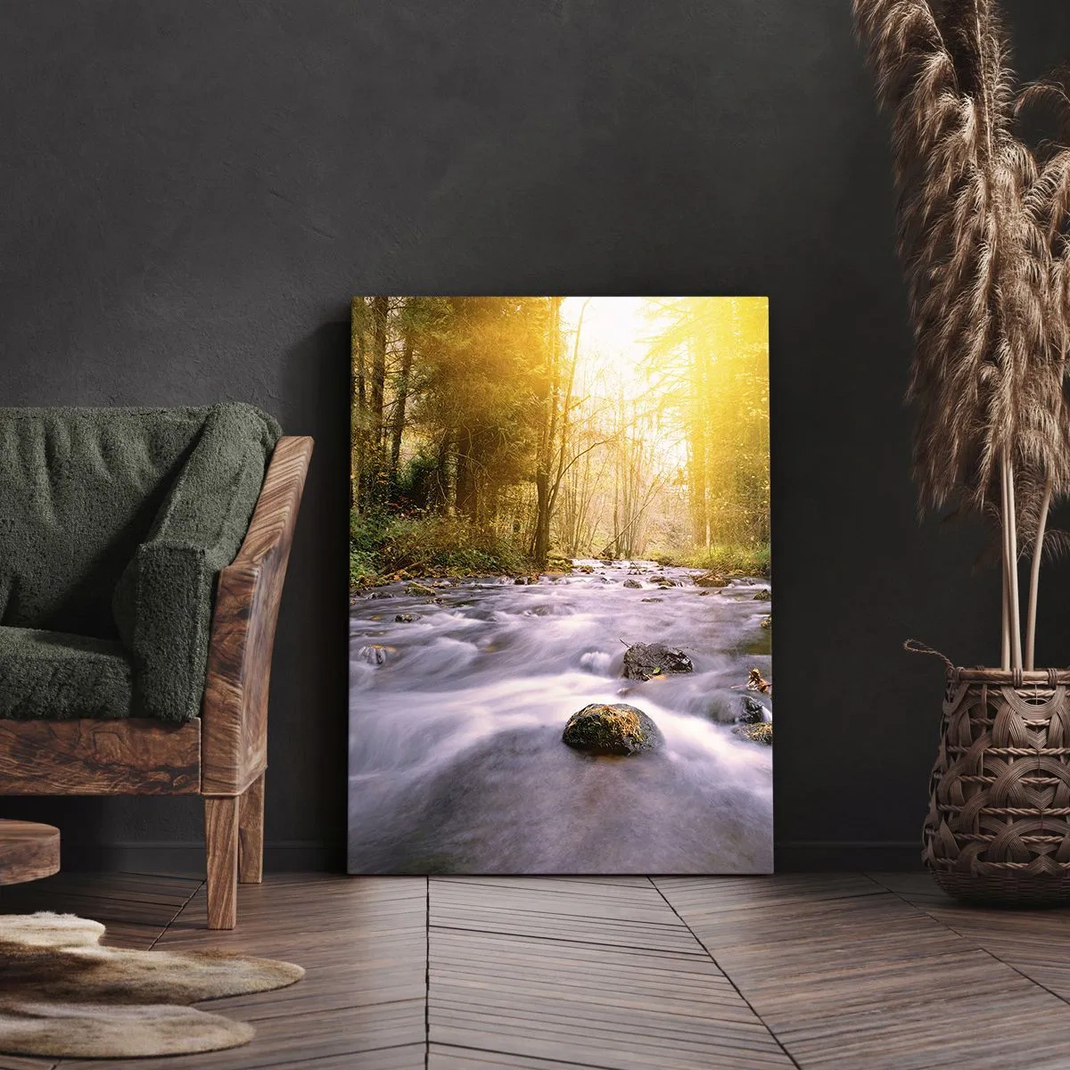 Impression sur toile - Image sur toile - Malachite dans un cadre argent et or - 65x120 cm