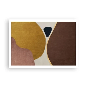 Affiche - Poster - Une composition abstraite avec des formes géométriques aux couleurs chaudes. - 100x70cm - L'abstraction – une place dans l'espace - Décoration murale moderne pour le salon et la chambre ARTTOR