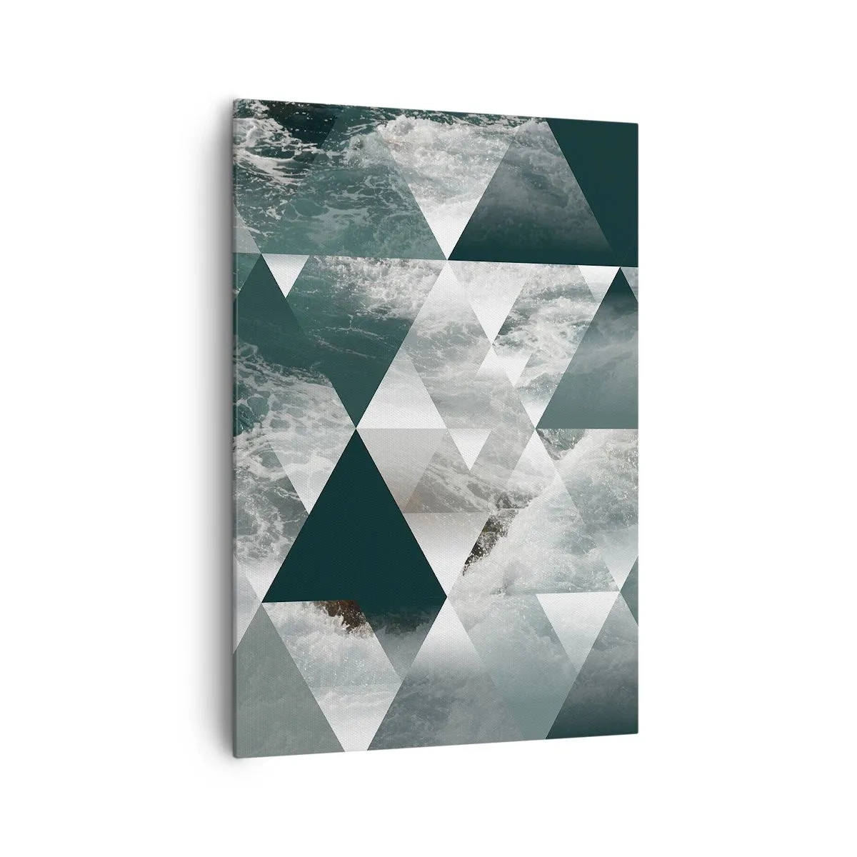 Impression sur toile - Image sur toile - Motif géométrique avec un motif de vagues dans des tons de vert - 70x100cm - Point de vue de cristal - Décoration murale moderne pour le salon et la chambre ARTTOR