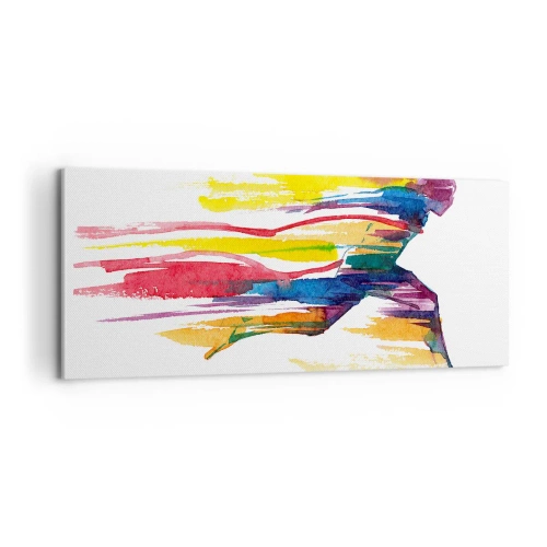 Impression sur toile - Image sur toile - Courir à travers l'arc-en-ciel - 100x40 cm
