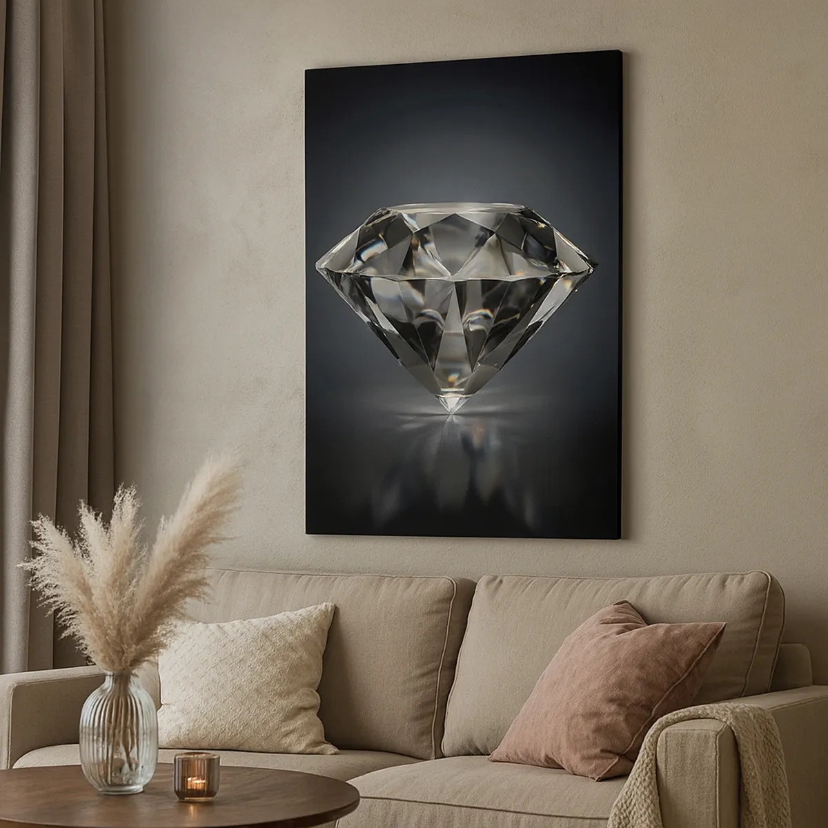 Impression sur toile - Image sur toile - Une interprétation artistique d'un diamant sur fond sombre - 50x70cm - La meilleure amie - Décoration murale moderne pour le salon et la chambre ARTTOR