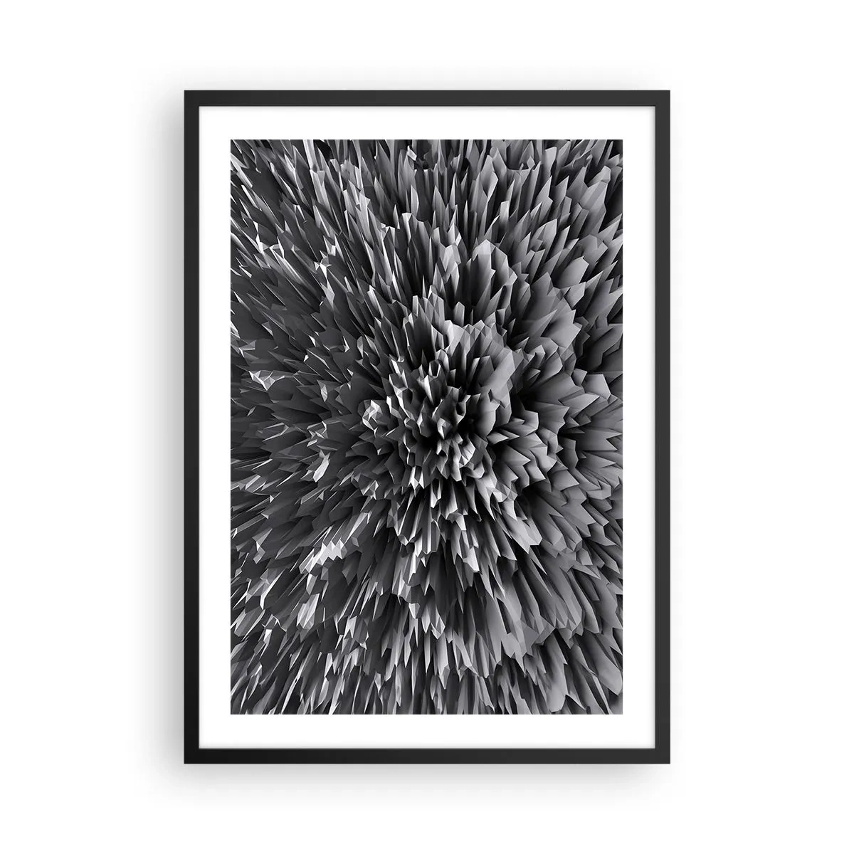 Affiche dans un cadre noir - Poster - Composition abstraite en noir et blanc avec des formes géométriques - 50x70cm - Ça ne peut pas être plus dur que ça - Décoration murale moderne pour le salon et la chambre ARTTOR