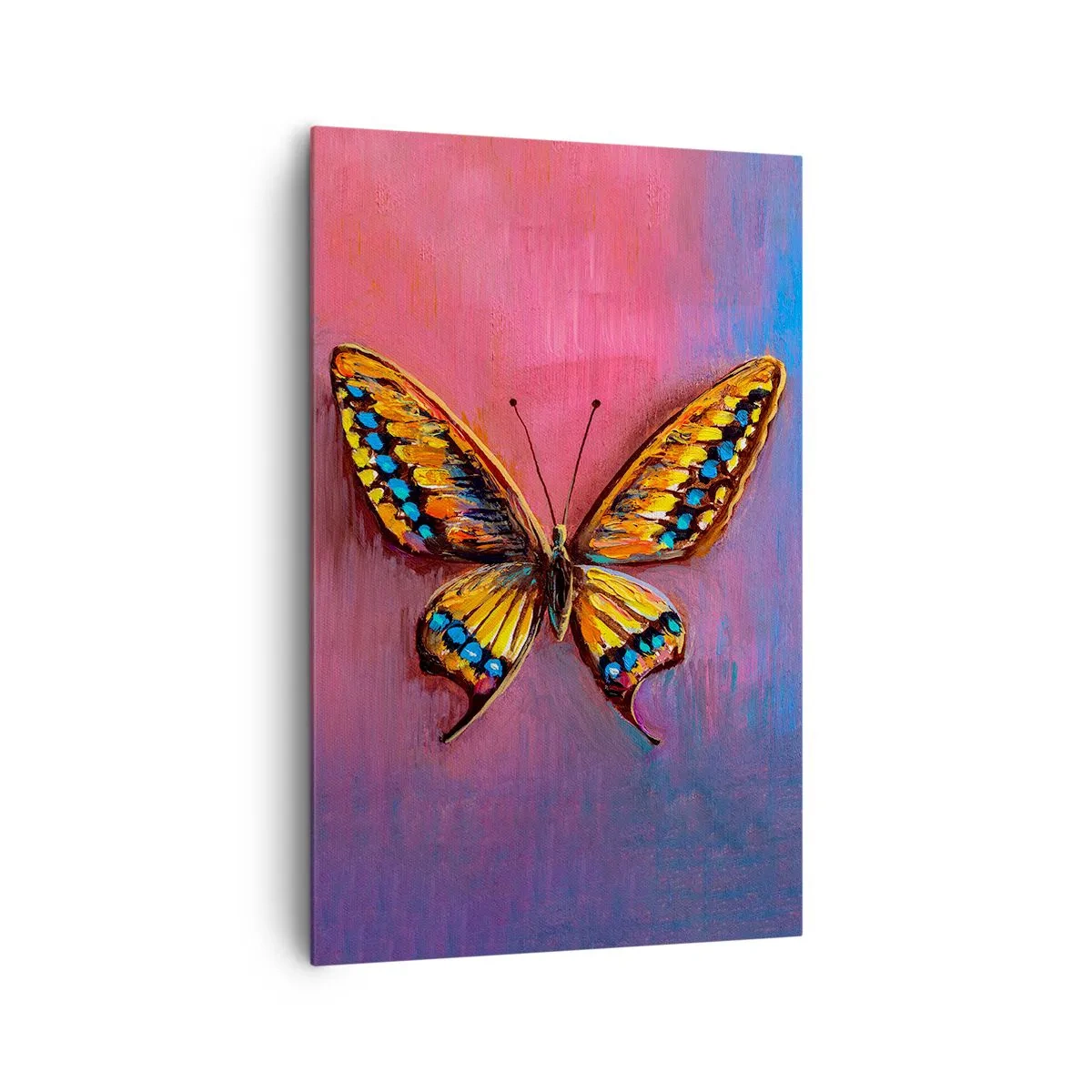 Impression sur toile - Image sur toile - Papillon coloré sur un fond abstrait - 80x120cm - Un joyau de la nature - Décoration murale moderne pour le salon et la chambre ARTTOR