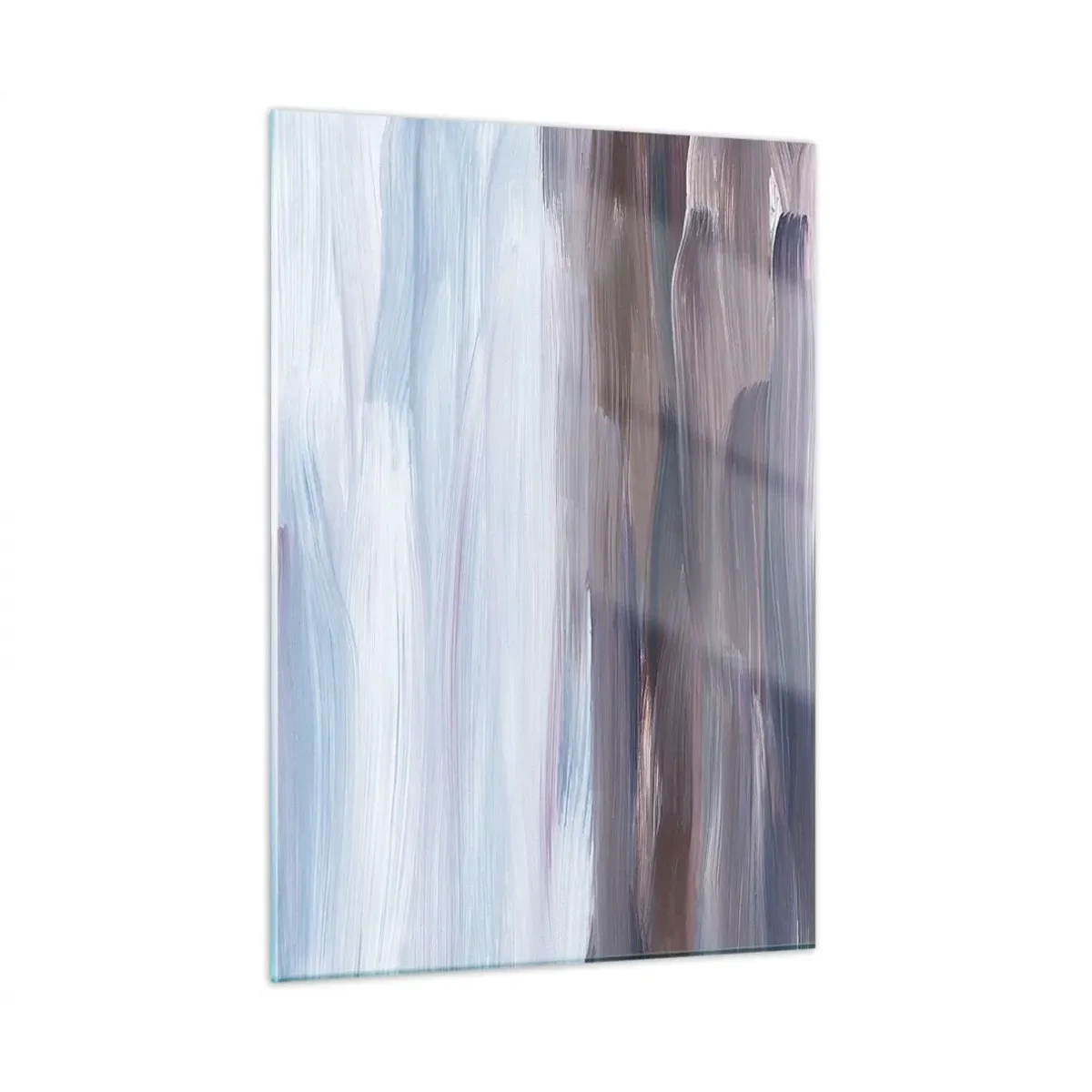 Impression sur verre - Image sur verre - Des traînées d'eau horizontales dans des tons de bleu et de marron dans un style abstrait - 50x70cm - Éléments : eau - Décoration murale moderne pour le salon et la chambre ARTTOR