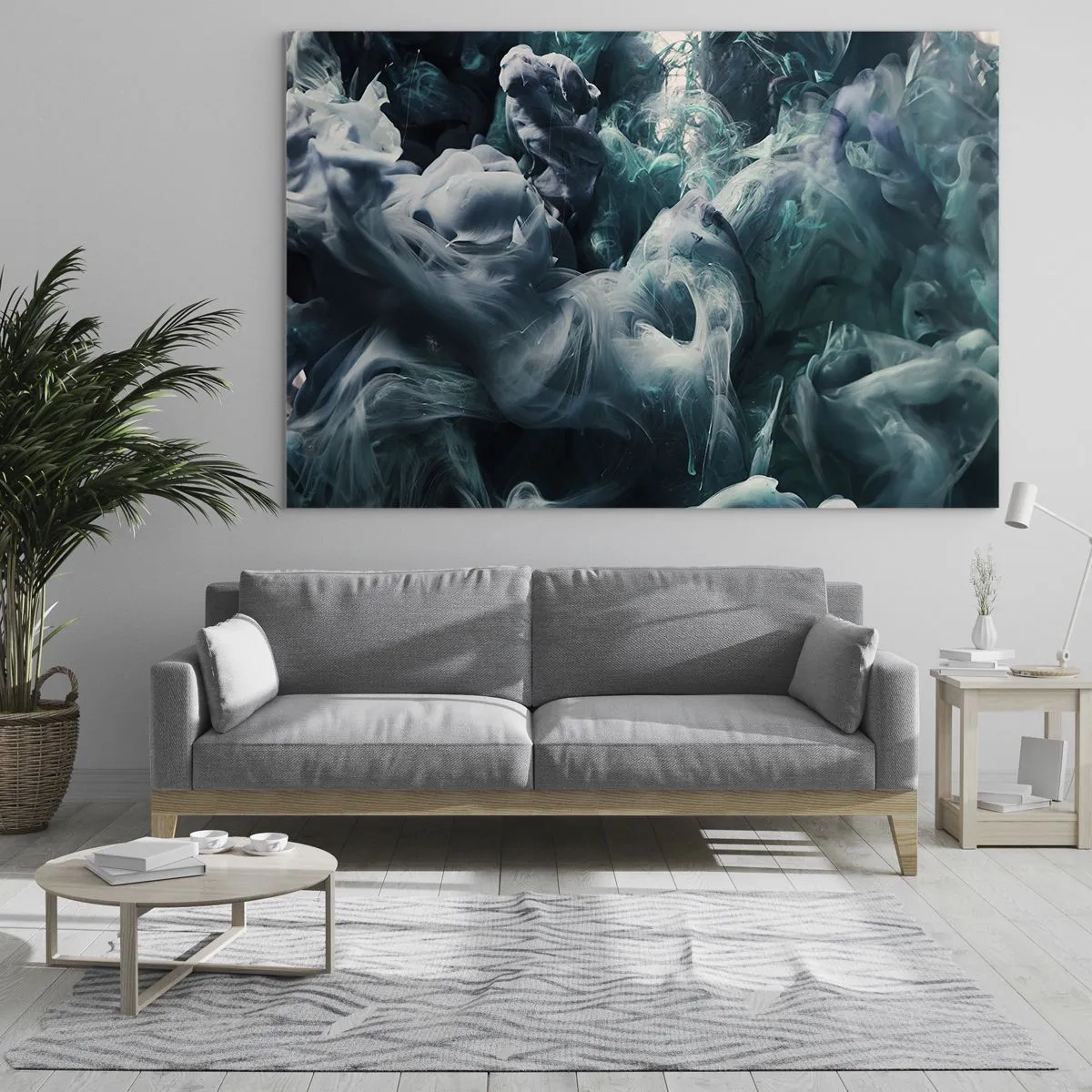 Impression sur verre - Image sur verre - La danse des peintures dans l'eau crée des formes abstraites - 120x80cm - Mouvement des couleurs - Décoration murale moderne pour le salon et la chambre ARTTOR