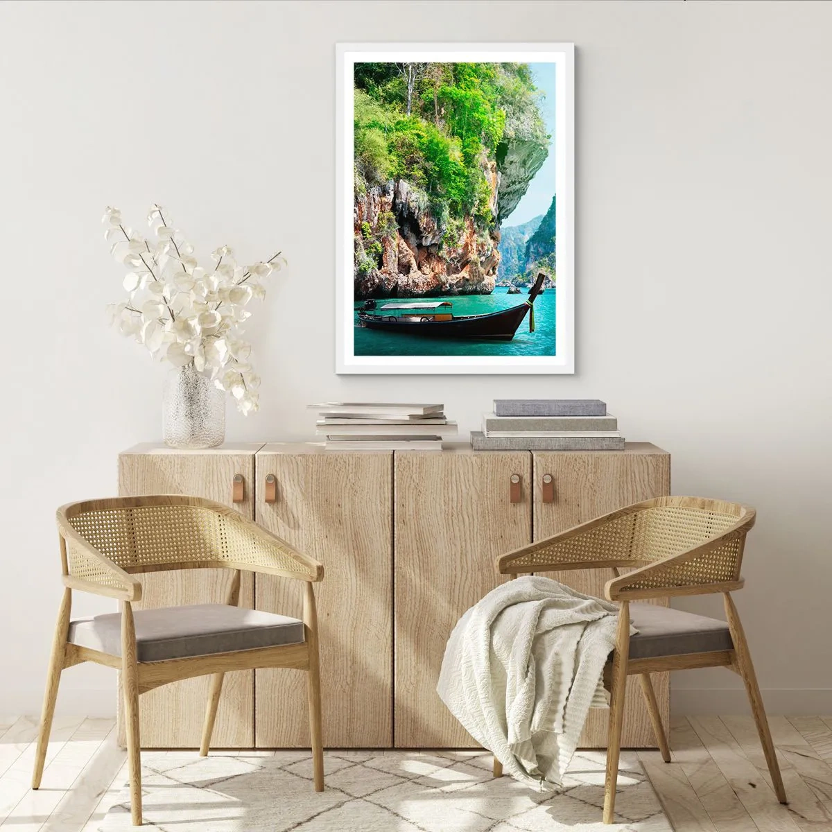 Affiche dans un cadre blanc - Poster - Une invitation à un voyage exotique - 70x100 cm