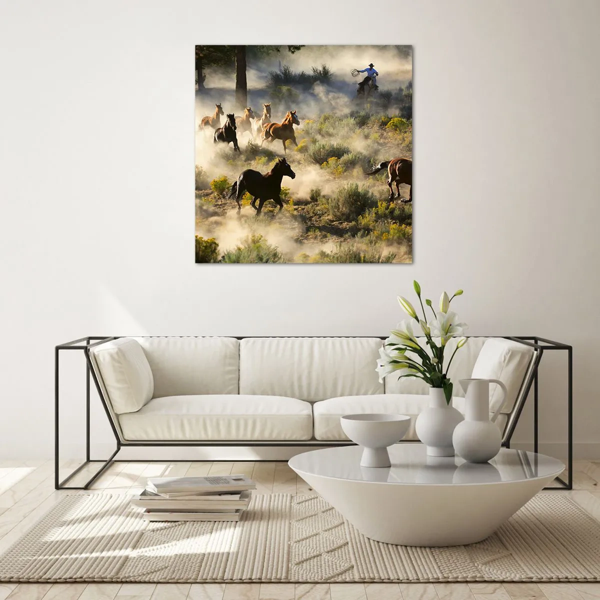 Impression sur verre - Image sur verre - Rivalité - liberté ou force masculine ? - 70x70 cm