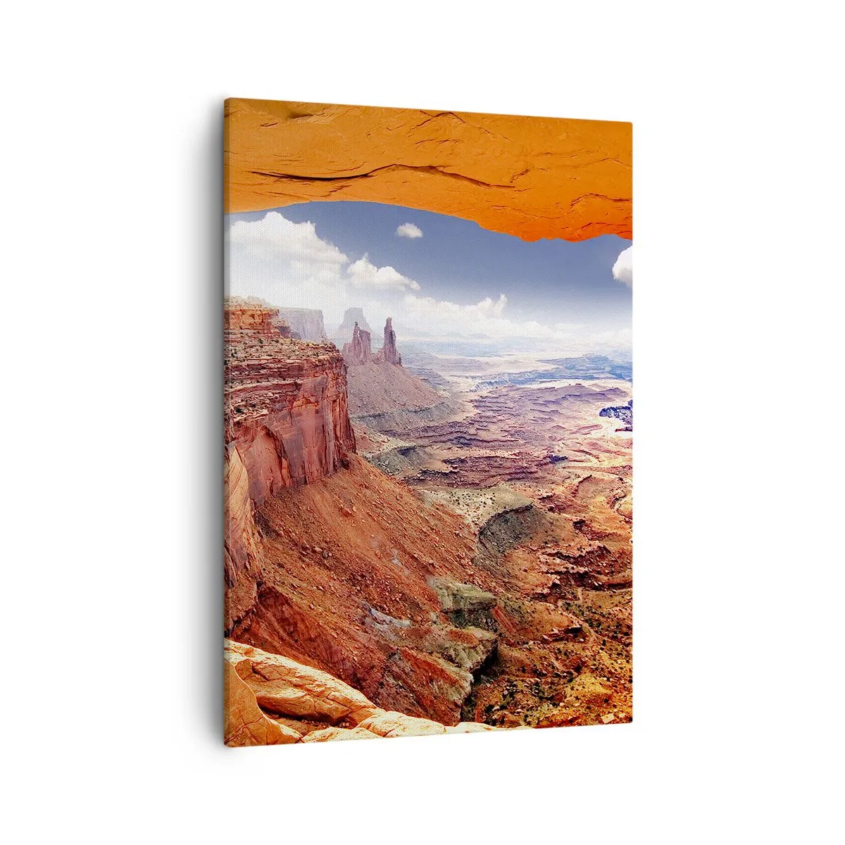 Impression sur toile - Image sur toile - Canyon vu à travers une fenêtre rocheuse aux tons rocheux chauds - 50x70cm - Sculpté par la nature elle-même - Décoration murale moderne pour le salon et la chambre ARTTOR