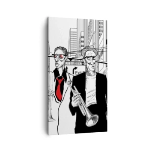 Impression sur toile - Image sur toile - Rhapsodie urbaine en noir et rouge - 45x80 cm
