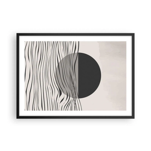 Affiche dans un cadre noir - Poster - Lignes abstraites et formes géométriques aux couleurs douces - 70x50cm - Demi composition - Décoration murale moderne pour le salon et la chambre ARTTOR