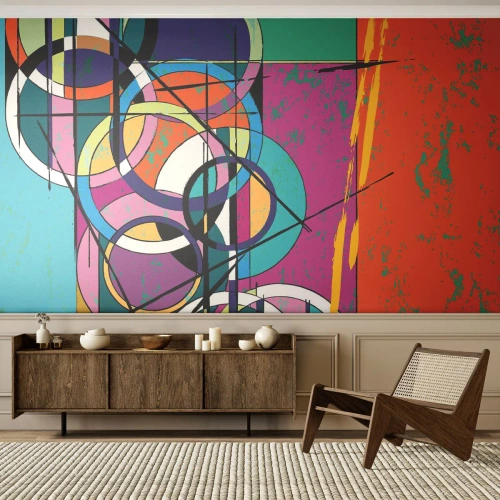 Papier Peint Autocollant Deluxe Sticker - Roues sur roues - Abstraction, Morceau, Graphique - 100x70 cm