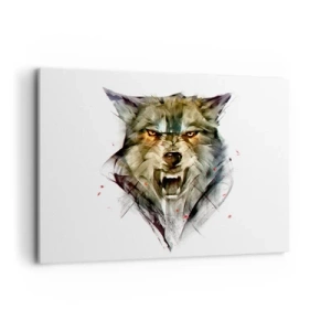Impression sur toile - Image sur toile - Un loup dangereux sous une forme dynamique et artistique - 100x70cm - Pas un pas ! - Décoration murale moderne pour le salon et la chambre ARTTOR