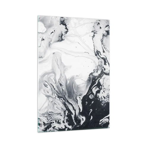 Impression sur verre - Image sur verre - Motif abstrait monochrome avec effet marbré - 80x120cm - Au centre de la Terre - Décoration murale moderne pour le salon et la chambre ARTTOR