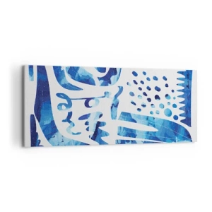 Impression sur toile - Image sur toile - Motif abstrait dans les tons de bleu - 120x50cm - Retour aux racines - Décoration murale moderne pour le salon et la chambre ARTTOR