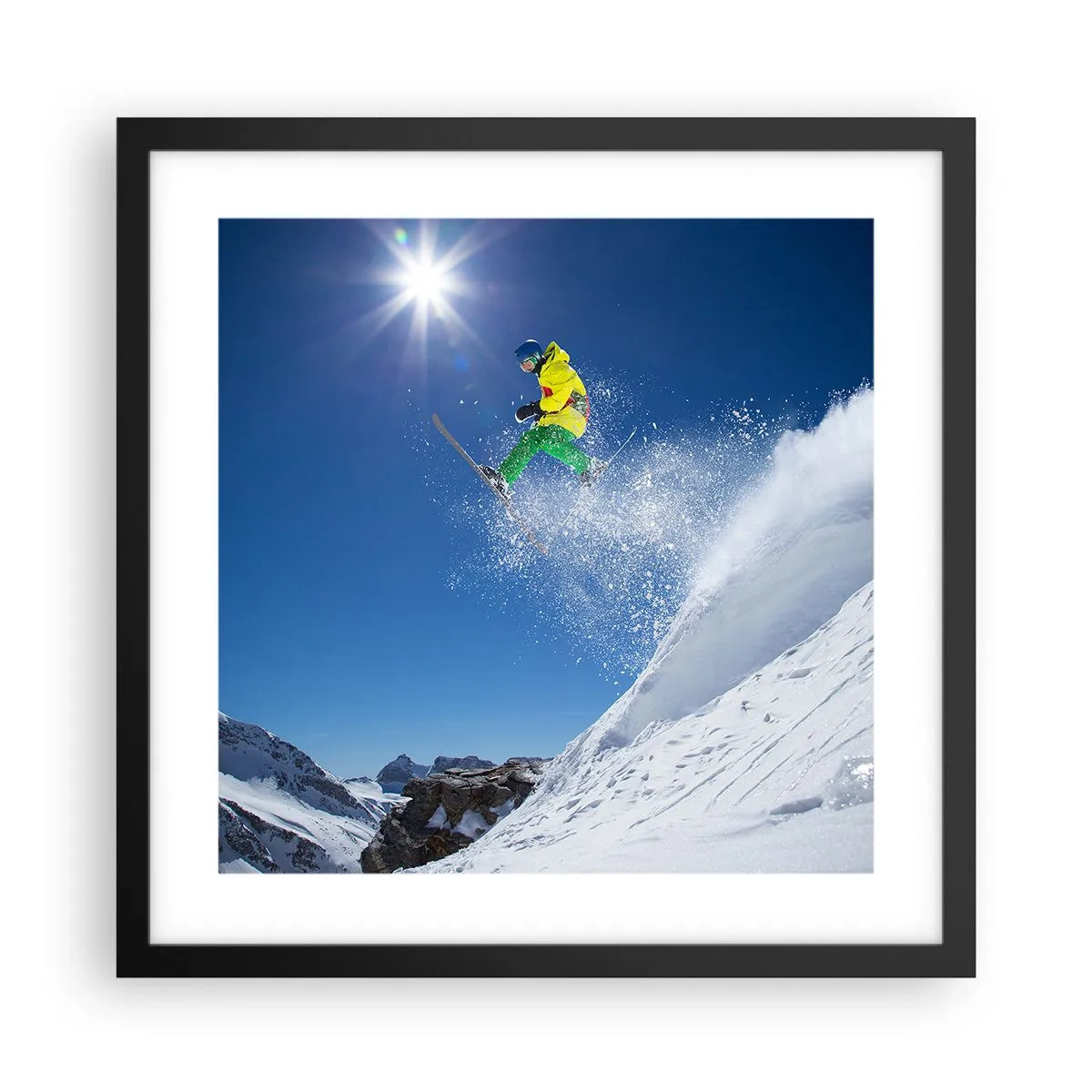 Affiche dans un cadre noir - Poster - Danse avec les montagnes - 40x40 cm