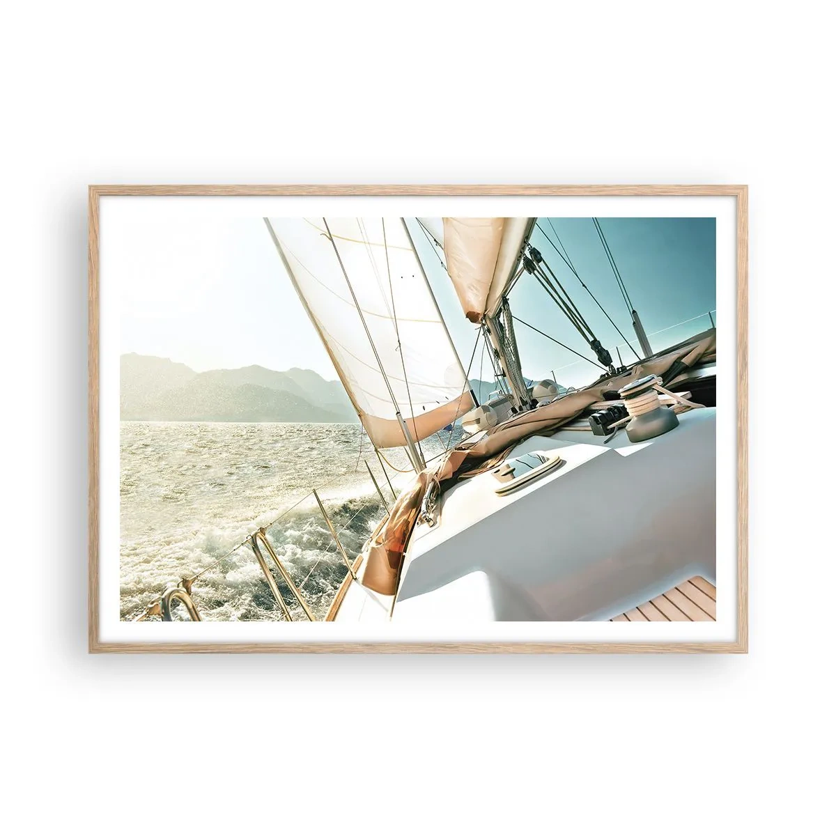 Affiche dans un chêne clair - Poster - Toutes voiles dehors - 100x70 cm