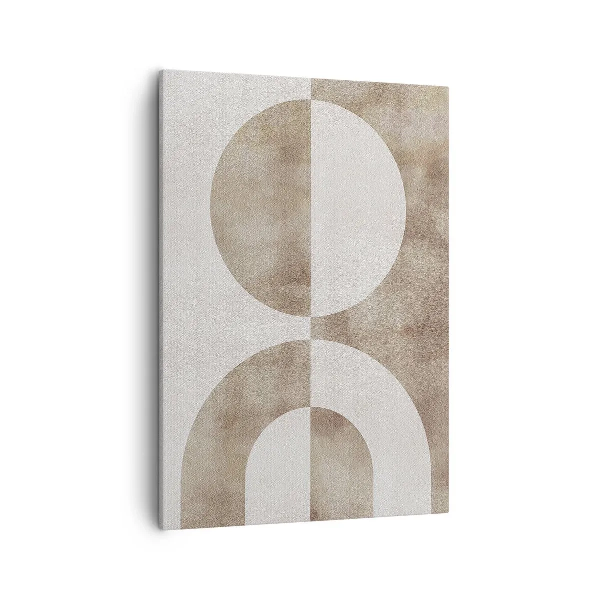 Impression sur toile - Image sur toile - Une peinture abstraite dans les tons beiges avec des formes géométriques et de la symétrie. - 50x70cm - Similitudes et différences - Décoration murale moderne pour le salon et la chambre ARTTOR