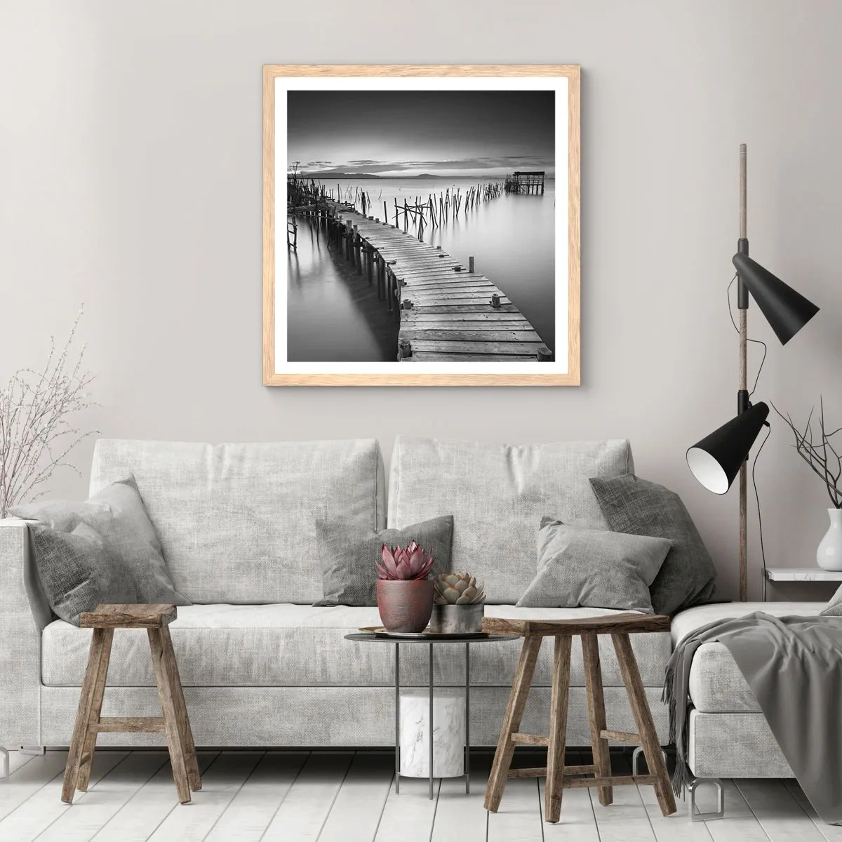 Affiche dans un chêne clair - Poster - La paix d'un rivage oublié - 50x50 cm