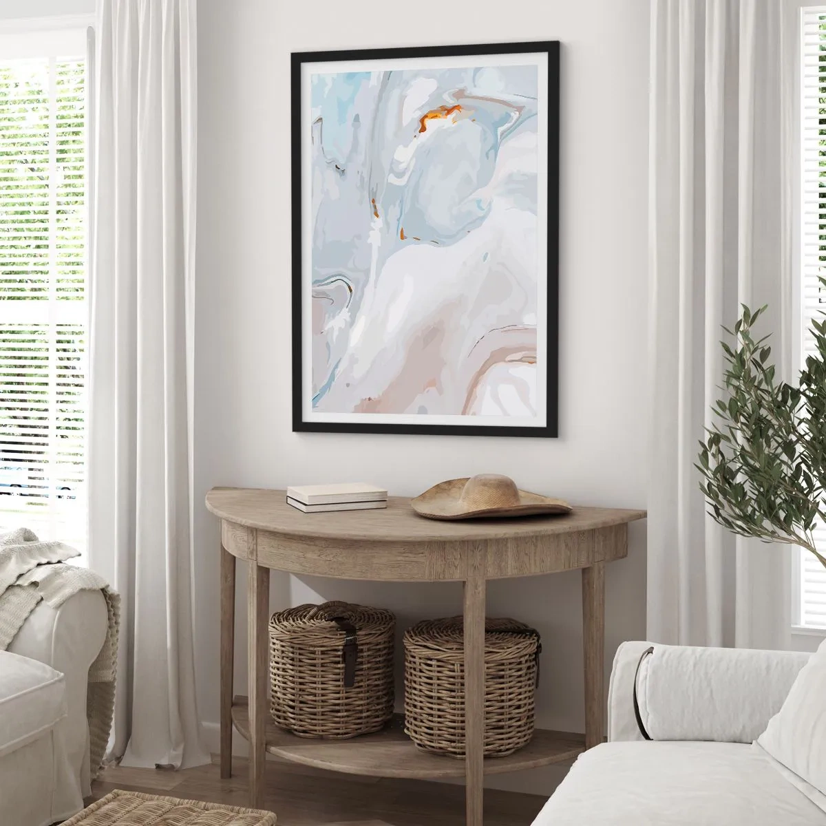 Affiche dans un cadre noir - Poster - Blanc surélevé - 70x100 cm