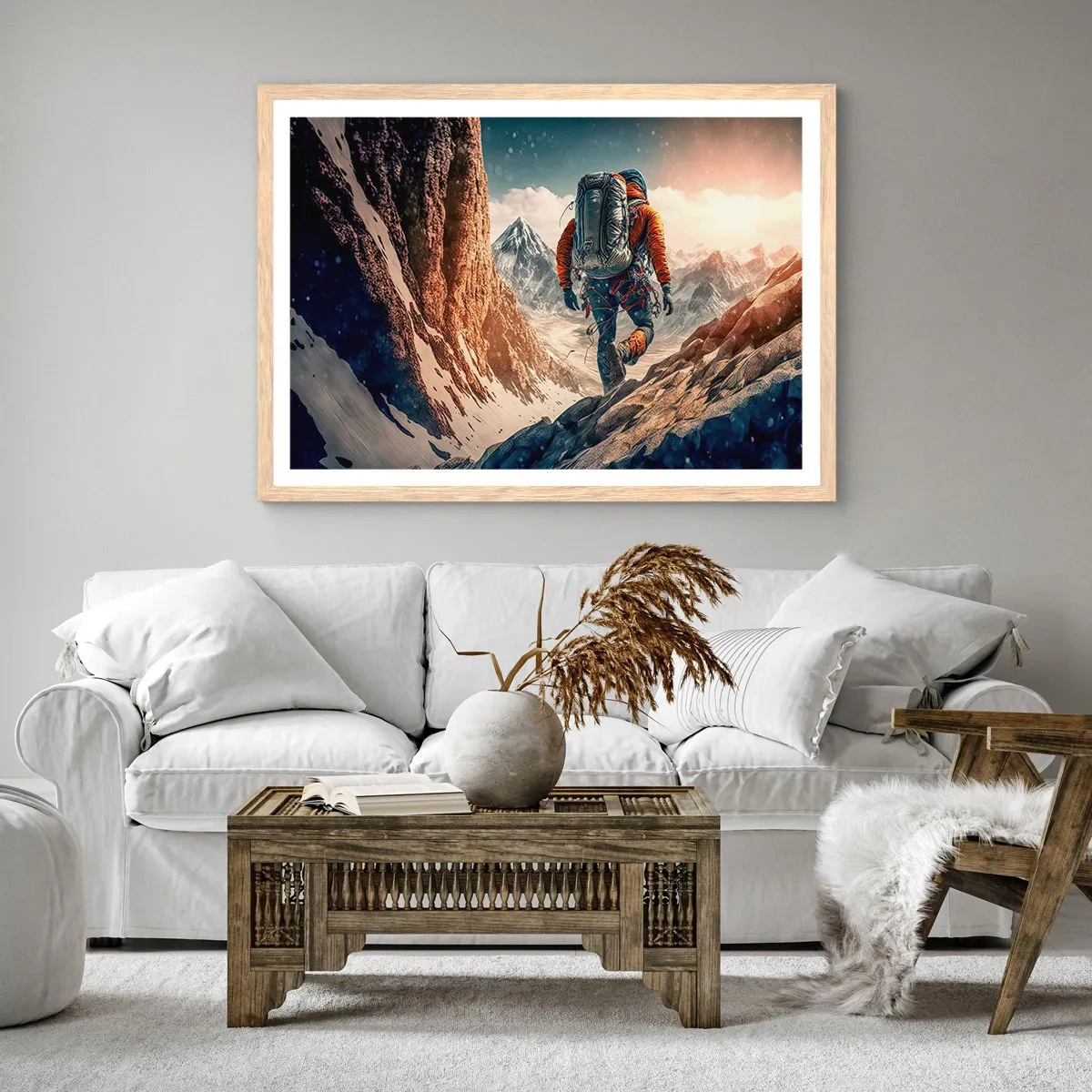 Affiche dans un chêne clair - Poster - Guerrier solitaire - 100x70 cm
