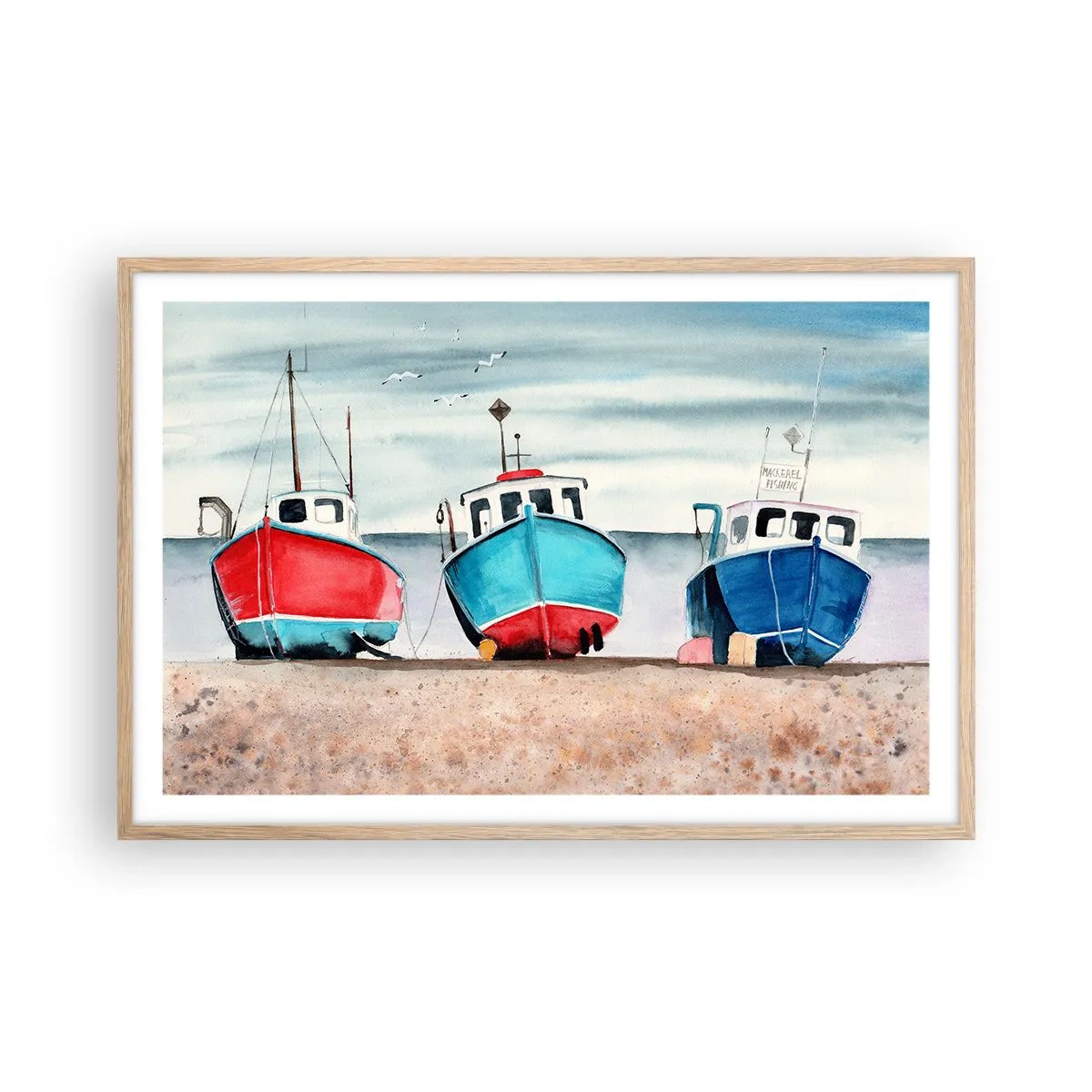 Affiche dans un chêne clair - Poster - Prêt pour la pêche - 91x61 cm