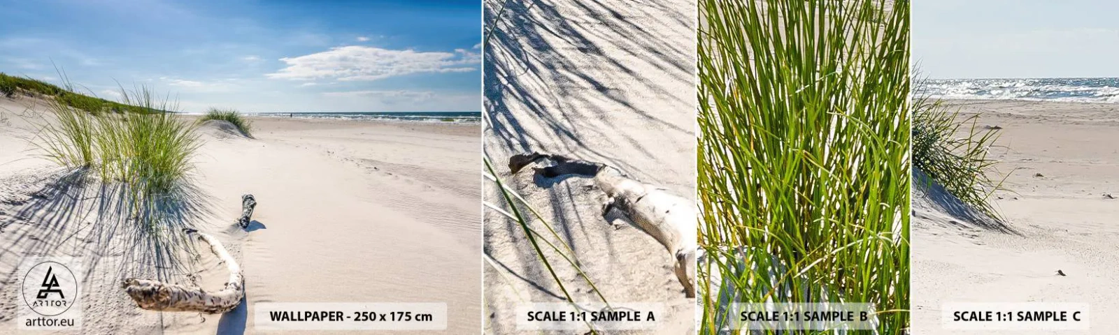 Échantillon de Papier Peint Autocollant Deluxe Sticker - La plus belle? La Baltique - Mer, Plage, Dune - 100x30 cm