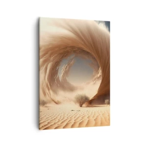 Impression sur toile - Image sur toile - Tourbillon de sable dynamique dans un désert avec des arbres - 50x70cm - Portail ouvert - Décoration murale moderne pour le salon et la chambre ARTTOR