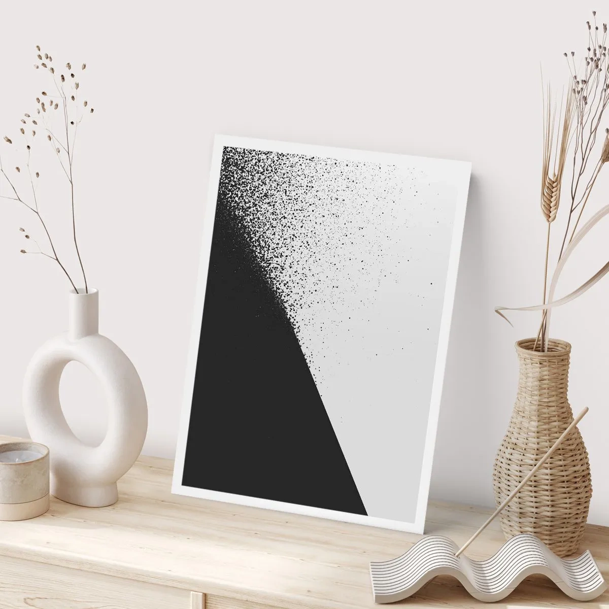 Affiche - Poster - Motif abstrait en noir et blanc - 50x70cm - De plus en plus vite, de plus en plus - Décoration murale moderne pour le salon et la chambre ARTTOR