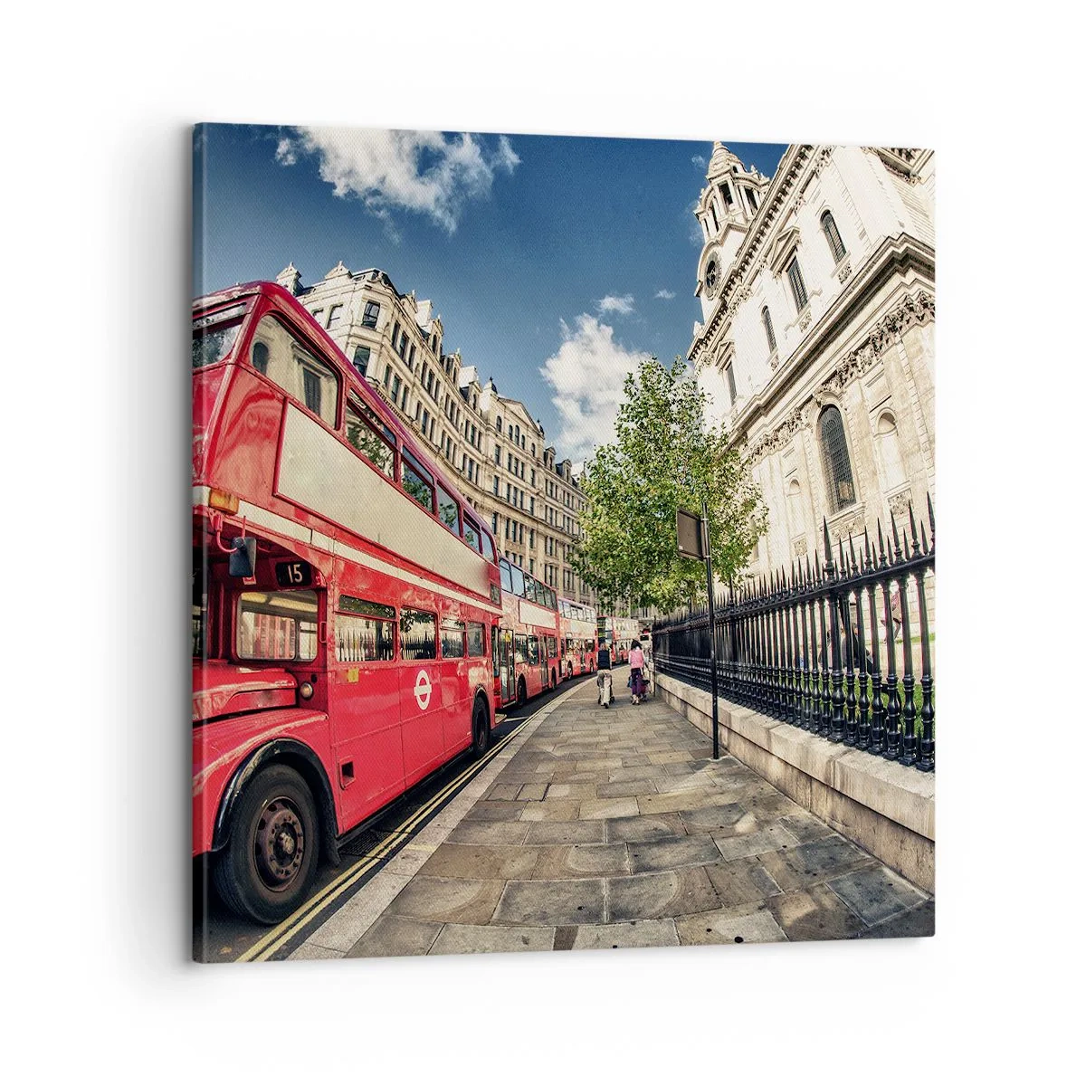 Impression sur toile - Image sur toile - Rue de Londres en gris et rouge - 60x60 cm