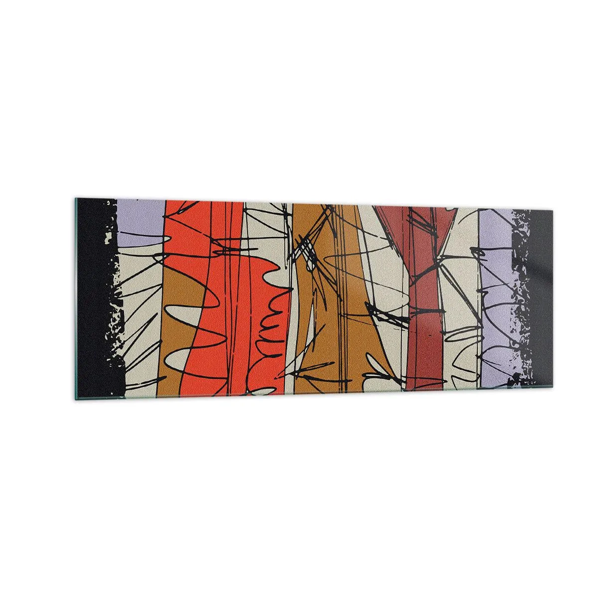 Impression sur verre - Image sur verre - Composition abstraite aux couleurs intenses - 140x50cm - Composition spontanée - Décoration murale moderne pour le salon et la chambre ARTTOR