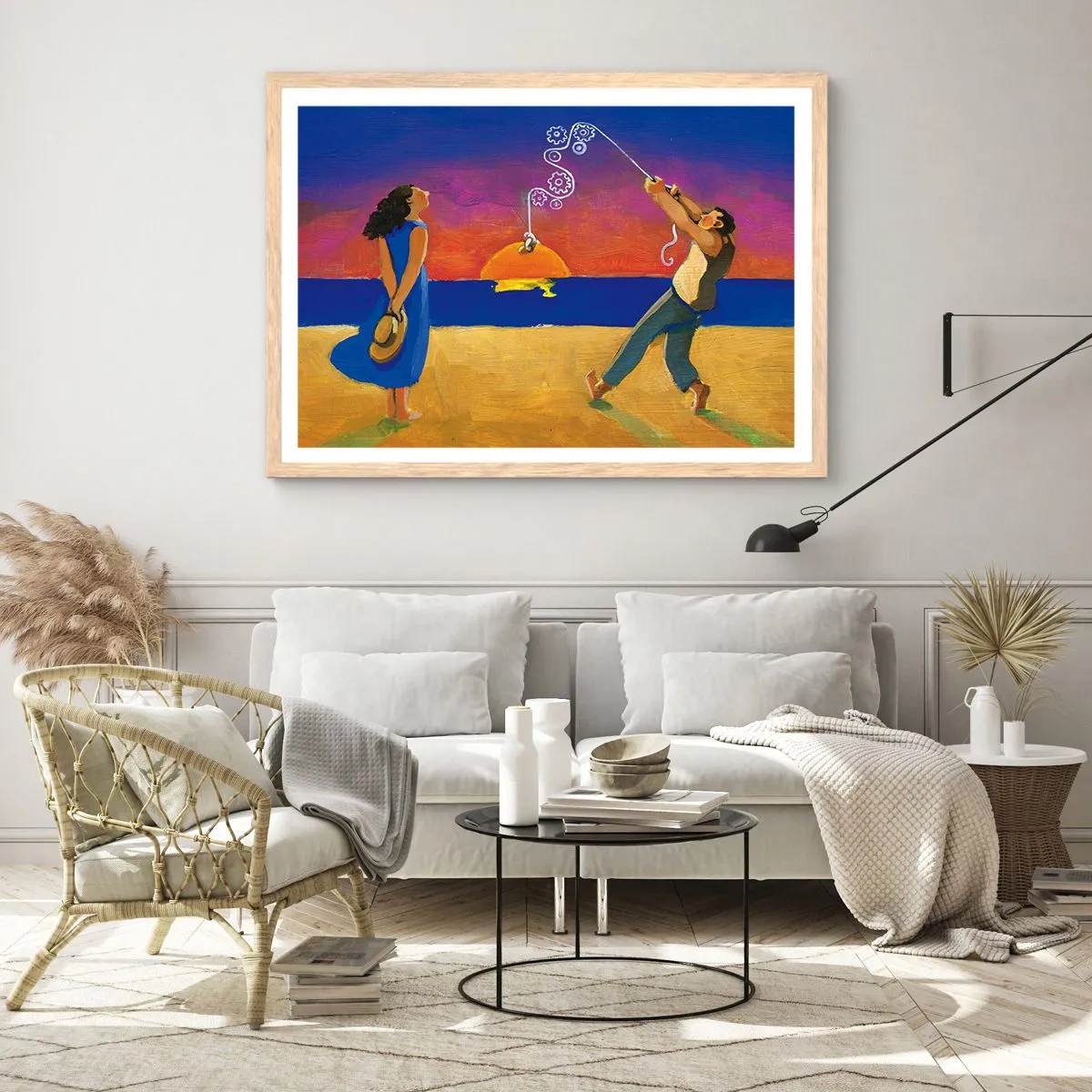 Affiche dans un chêne clair - Poster - Plus qu'une étoile dans le ciel - 91x61 cm