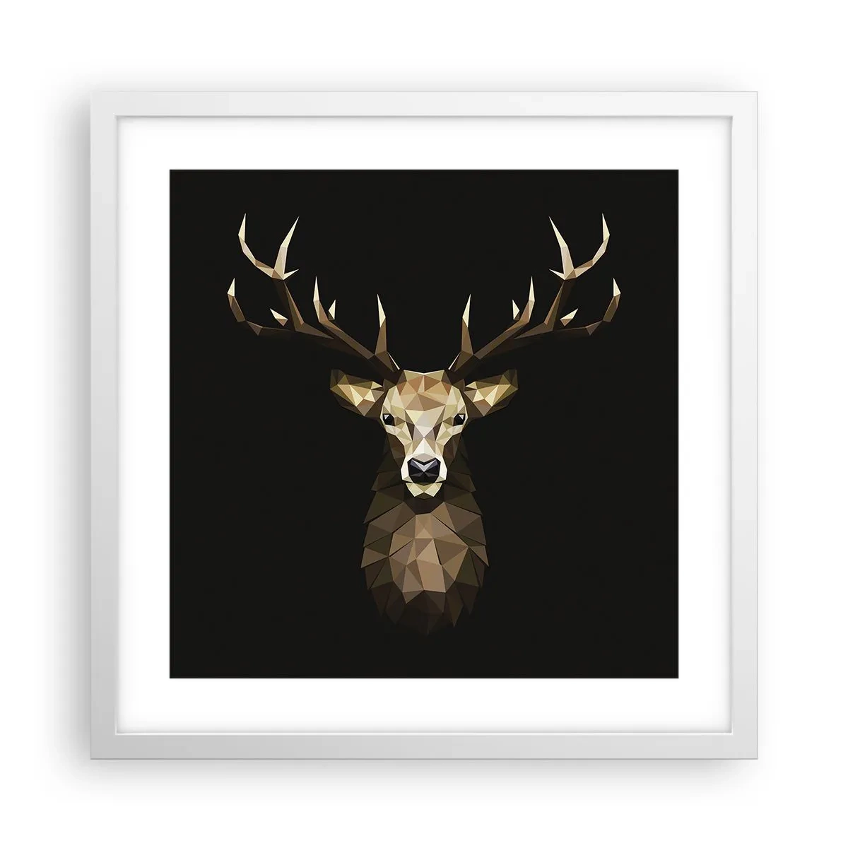 Affiche dans un cadre blanc - Poster - Cerf cubique - 40x40 cm
